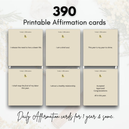 390 Daily Affirmations, Printable Cards, I AM Affirmations, Daily Reminder Affirmations